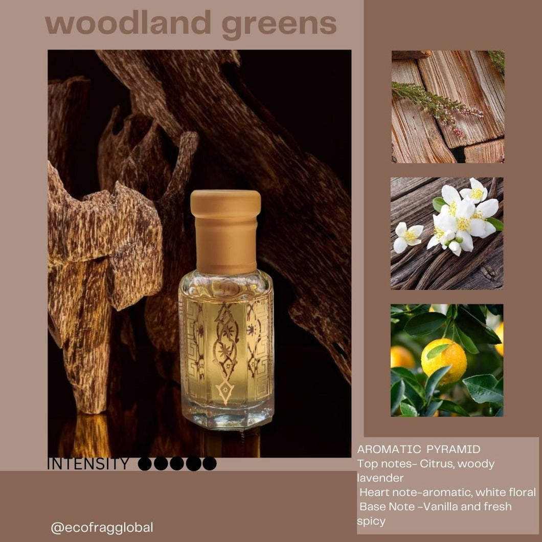 Woodland Greens Attar/men/woody,aromatic,fresh spicy/12ml