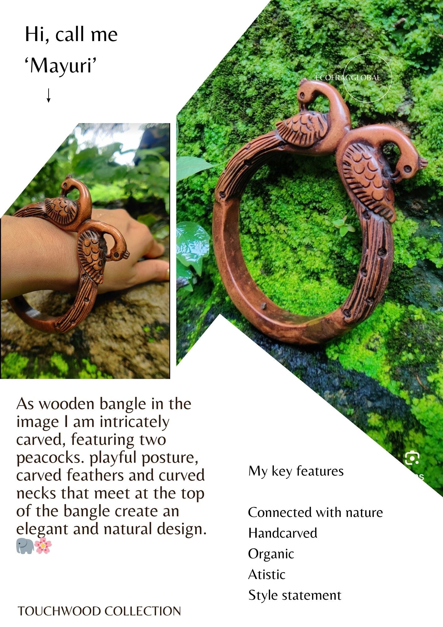 Mayuri bangles- wood/hand-carved