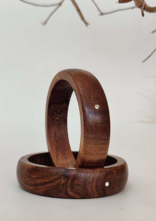 EcoWood Bangles with zirconia- wood/handmade