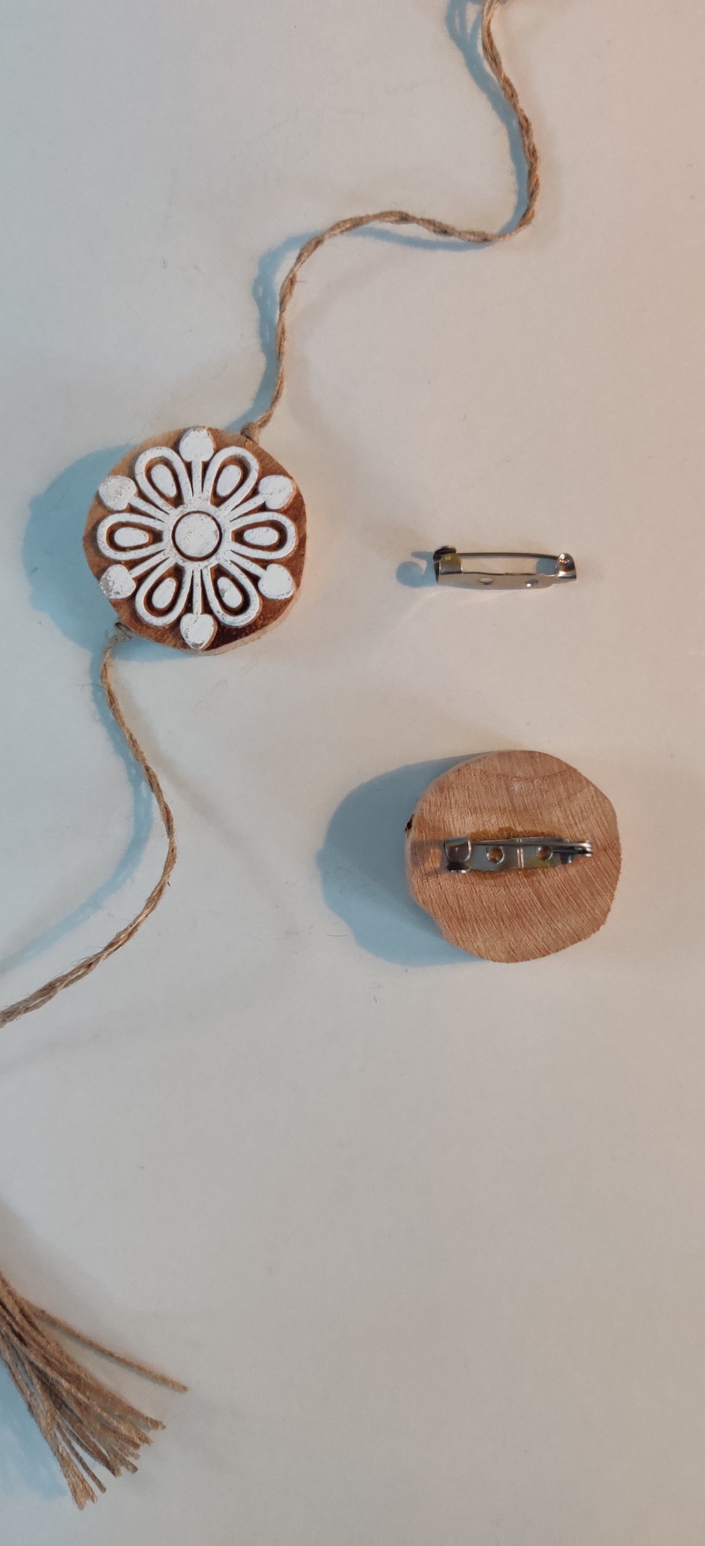 Fragranted Wooden Brooch Rakhi - BHAI/with 5ml attar/sustainable/fragrant touch