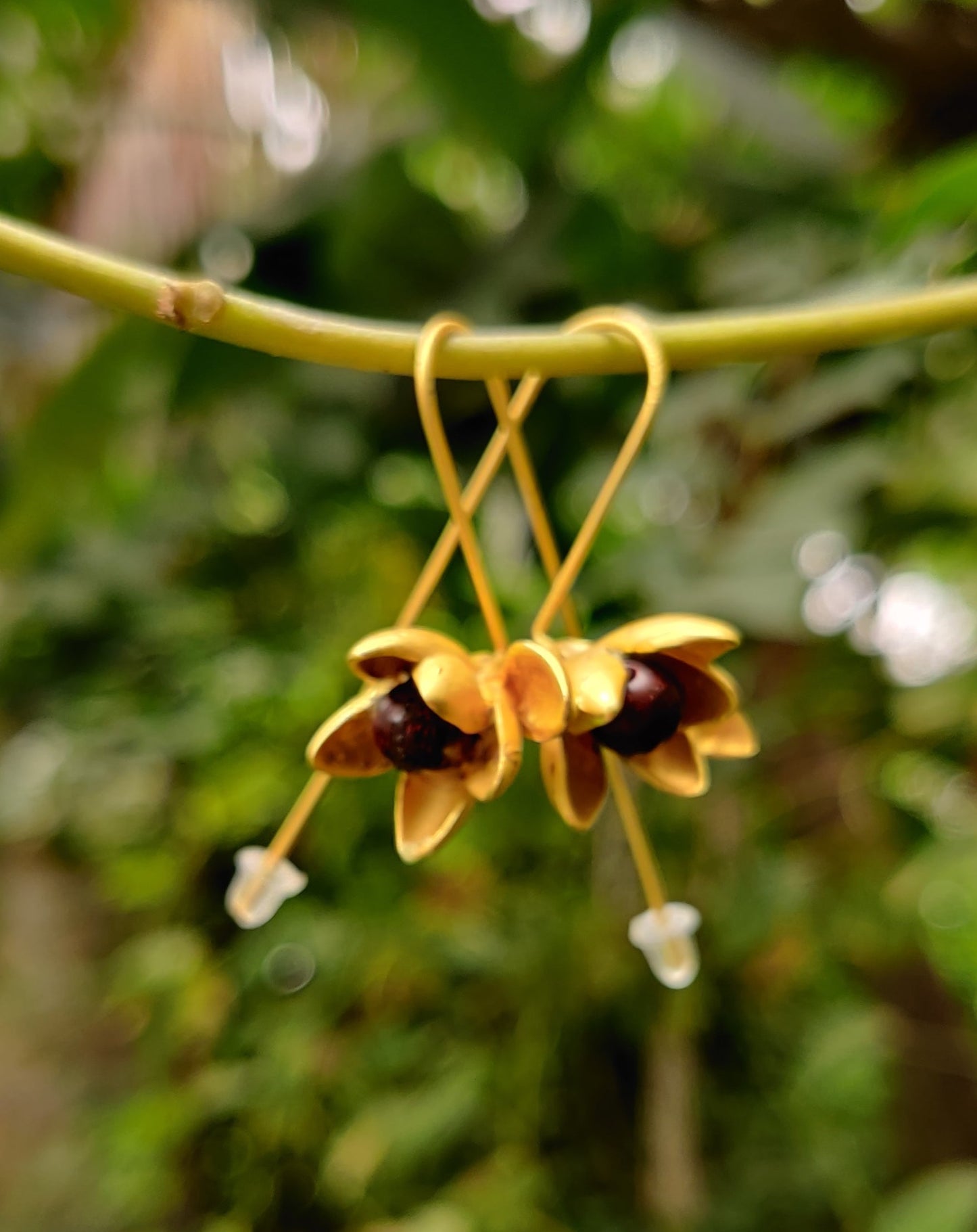 Scented Timber -brass and sandalwood earrings with attar